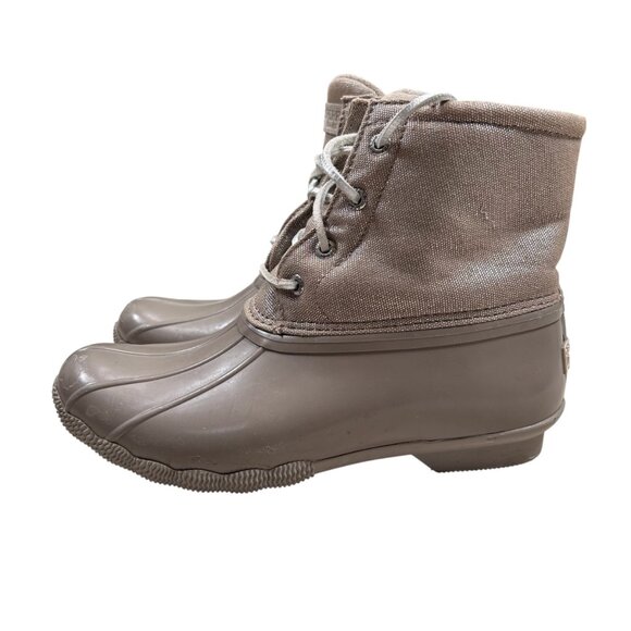 Sperry Saltwater Duck Booties 7 Women Boots Neutral Insulated Lace Up Country - Picture 2 of 9